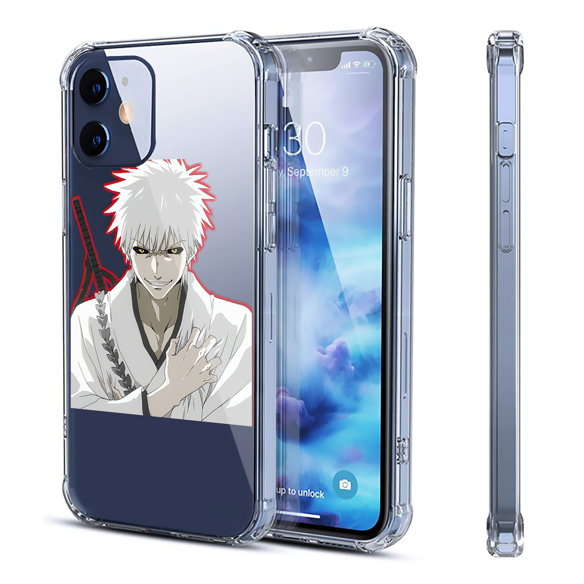 （画像用） ブリーチ 黒崎一護（くろさき いちご）BLEACH Kurosaki Ichigo 【iPhone 12シリーズ対応】透明スマホケース（クリアソフトケース）
